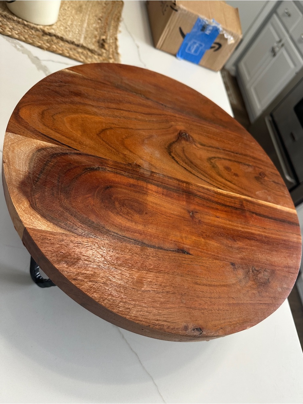 14 inch Wooden Round Serving tray- Natural Brown or decor stand